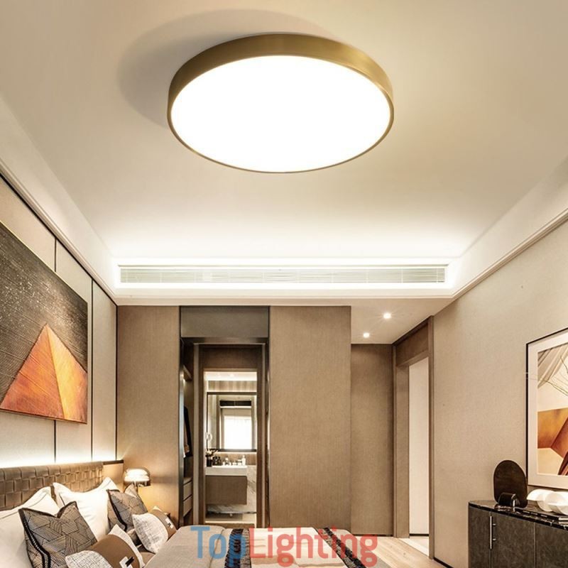 Round Flush Mount Modern Golden Acrylic Ceiling Light
