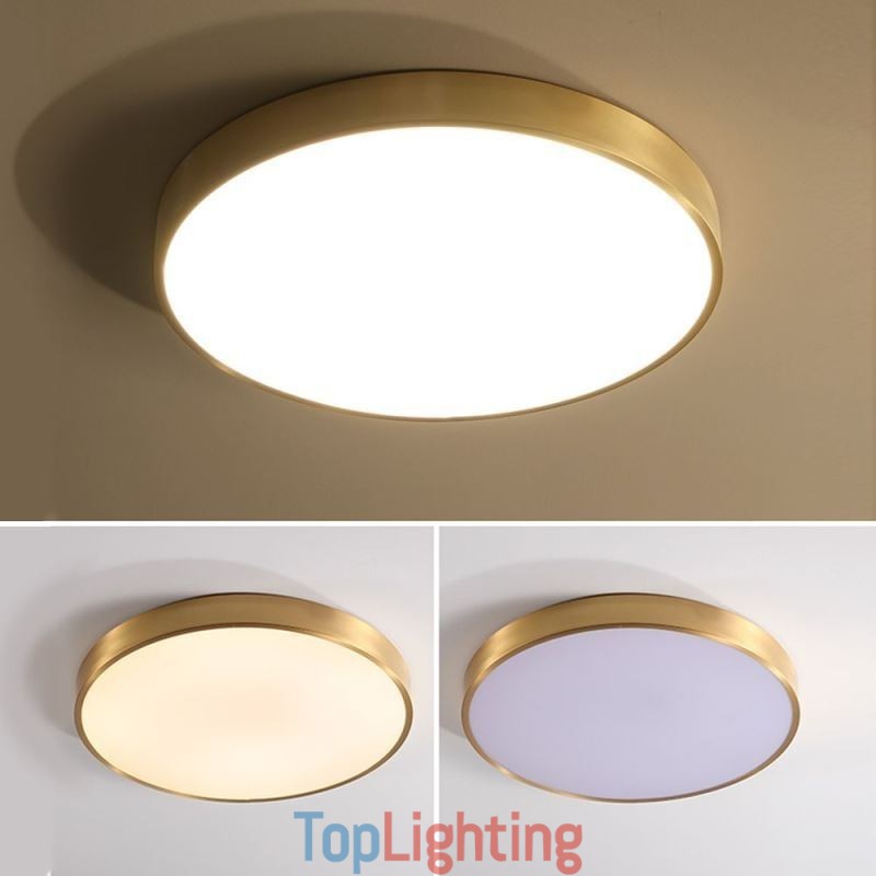 Round Flush Mount Modern Golden Acrylic Ceiling Light