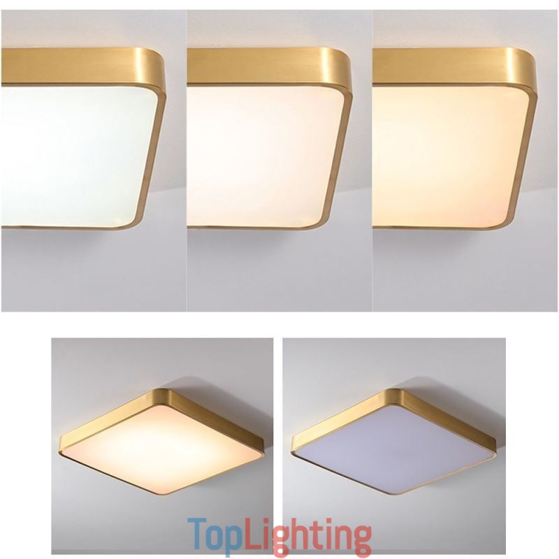 Flush Mount Minimalist Acrylic Square Gold Ceiling Light