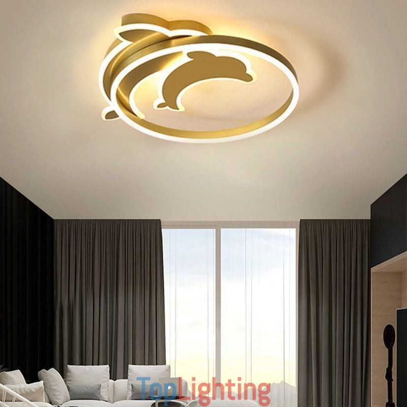 Gold Dolphin Flush Mount Ceiling Light