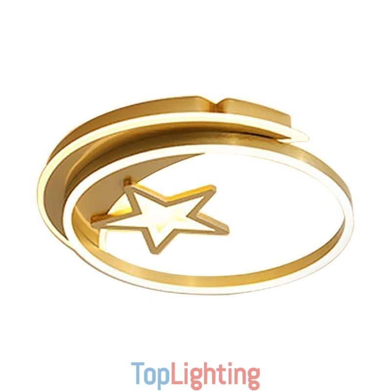 Moon Star Flush Mount Ceiling Light Gold Acrylic Light Fixture