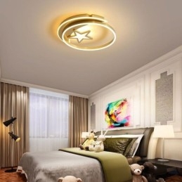 Moon Star Flush Mount Ceiling Light Gold Acrylic Light Fixture