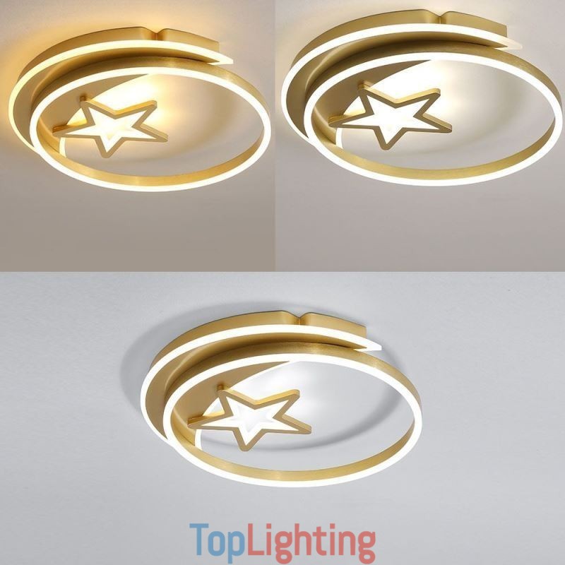 Moon Star Flush Mount Ceiling Light Gold Acrylic Light Fixture