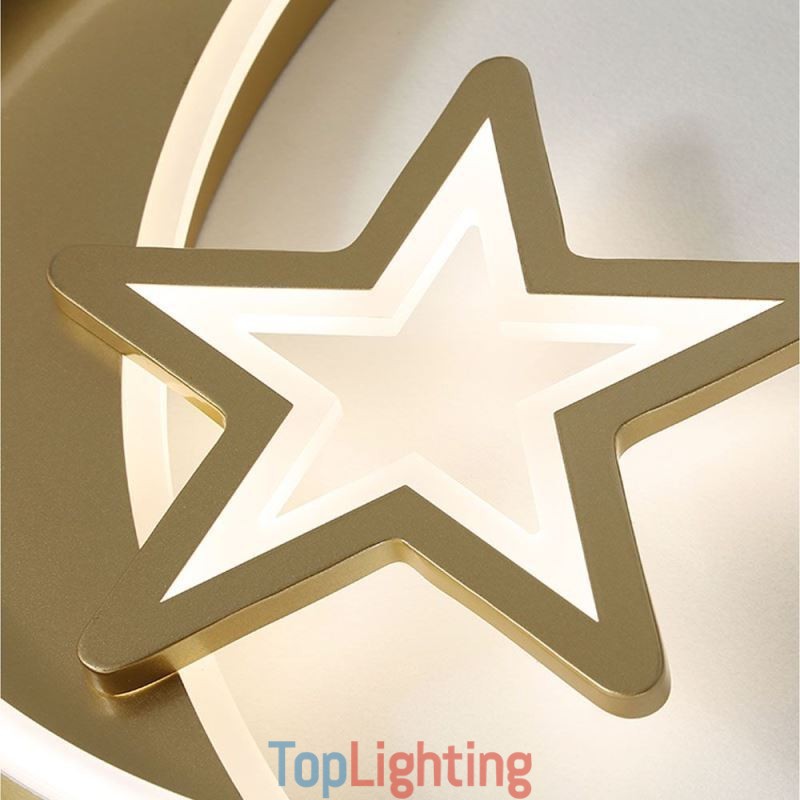 Moon Star Flush Mount Ceiling Light Gold Acrylic Light Fixture