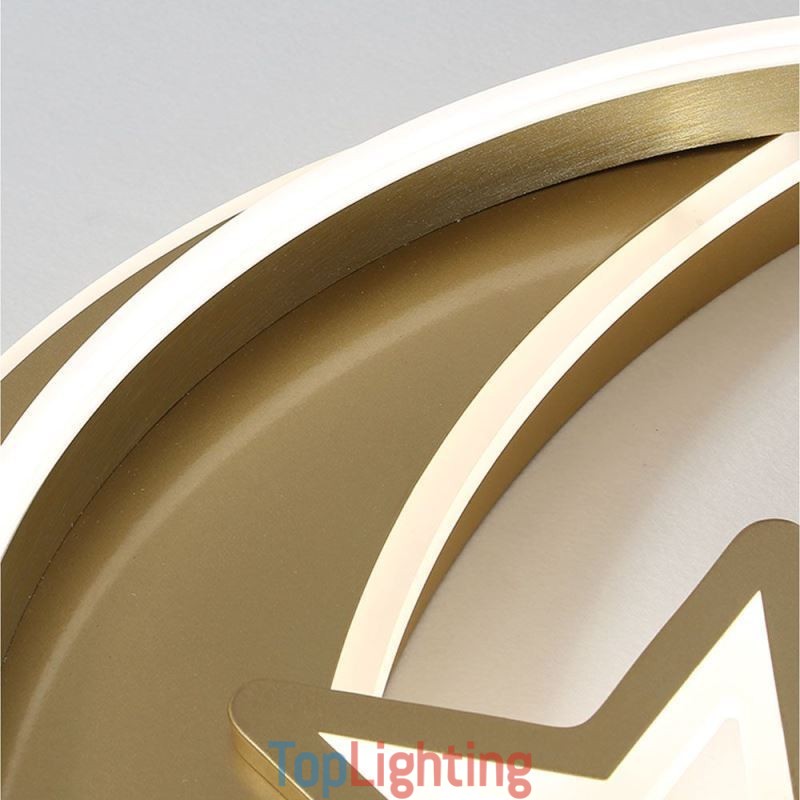 Moon Star Flush Mount Ceiling Light Gold Acrylic Light Fixture