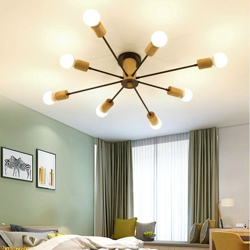 Modern Magic Beans Flush Mount Wood Branch Chandelier