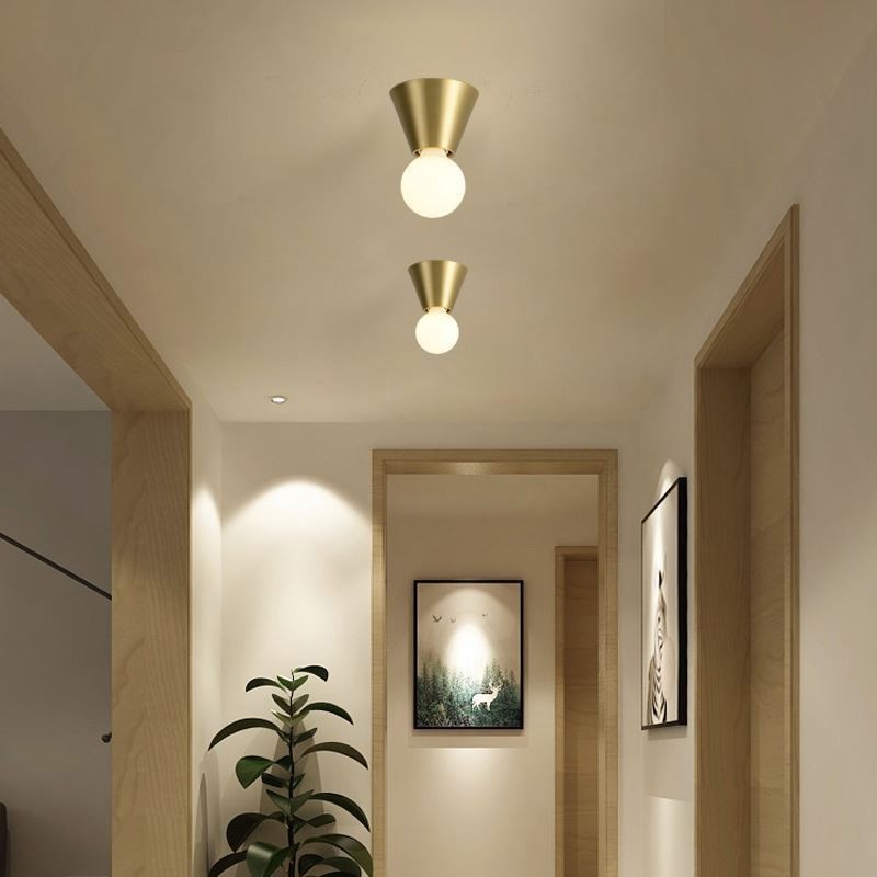 Nordic Brass Mini Flush Mount Ceiling Light