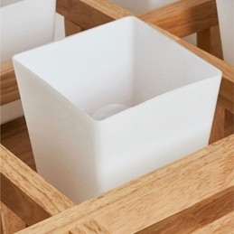 Nordic Square Grid Flush Mount Ceiling Light Rubber Wood Light