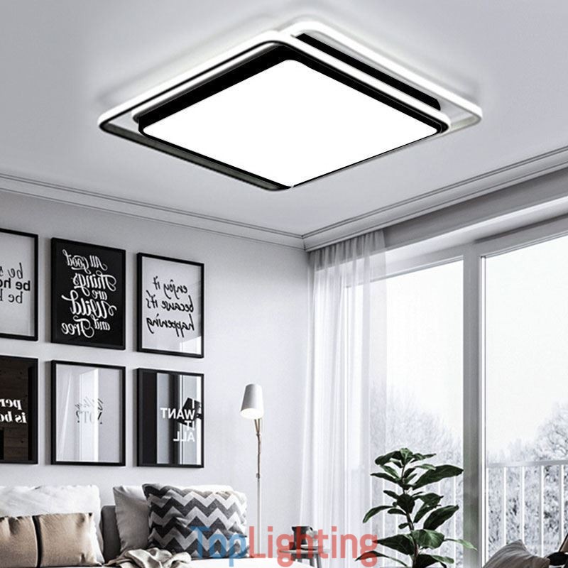 Modern Simple Flush Mount Geometric Ceiling Light Square Frame Lamp Light