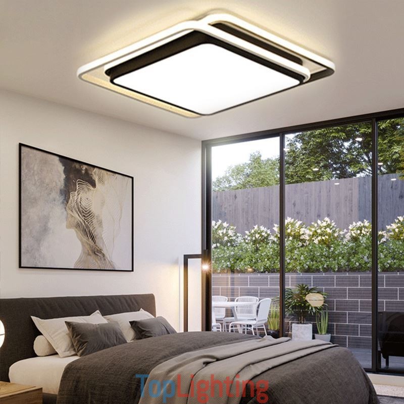 Modern Simple Flush Mount Geometric Ceiling Light Square Frame Lamp Light