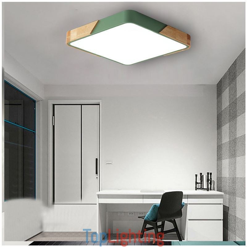 Simple Flush Mount Wood Frame Ceiling Light Super Thin Design Lamp Dinging Light