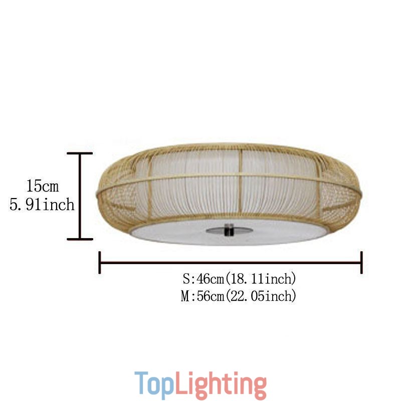 Chinese Special Bamboo Flush Mount Creative Japanese Round Ceiling Light
