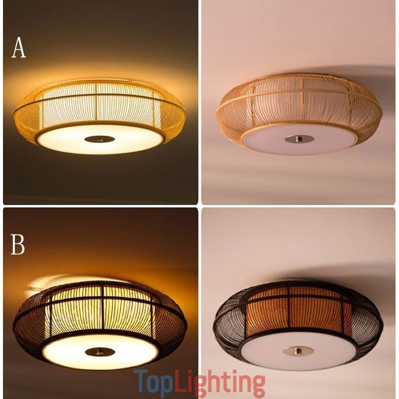 Chinese Special Bamboo Flush Mount Creative Japanese Round Ceiling Light