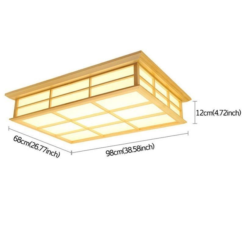 Japanese Cuboid Ceiling Light Solid Wood Ceiling Lighting