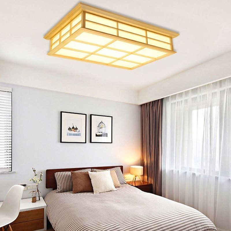 Japanese Cuboid Ceiling Light Solid Wood Ceiling Lighting
