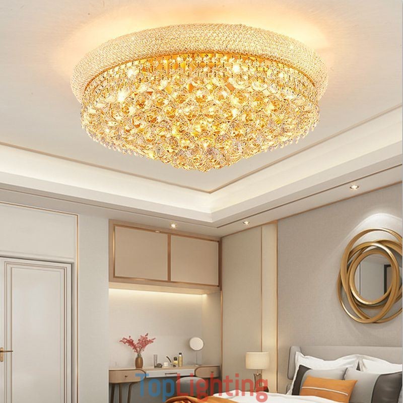 European Flush Mount Light Luxury Crystal Ceiling Light