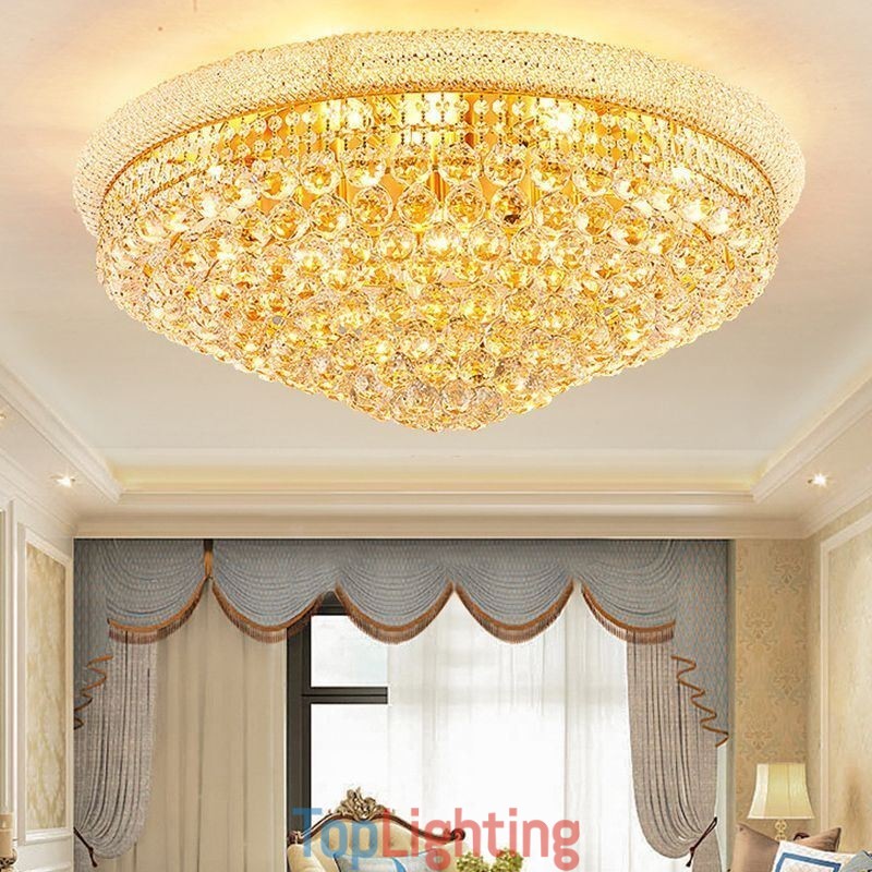 European Flush Mount Light Luxury Crystal Ceiling Light