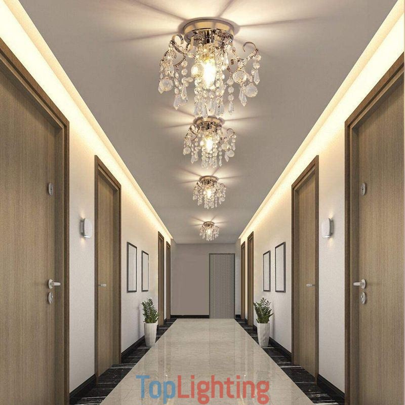 Modern Minimalist Flush Mount Single Crystal Ceiling Light