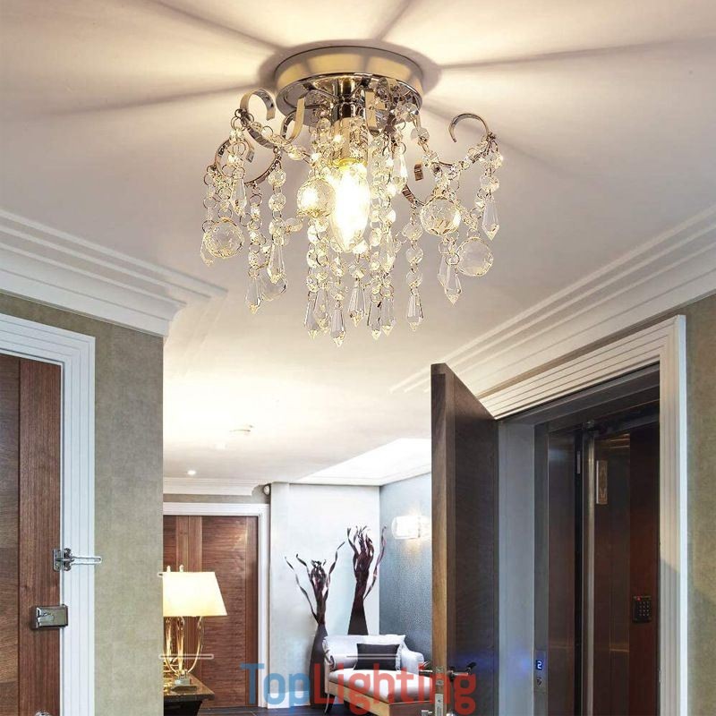 Modern Minimalist Flush Mount Single Crystal Ceiling Light