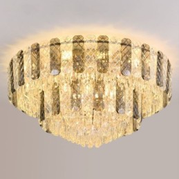 Crystal Flush Mount Double Layer Round Luxury Decrative Ceiling Light 80cm