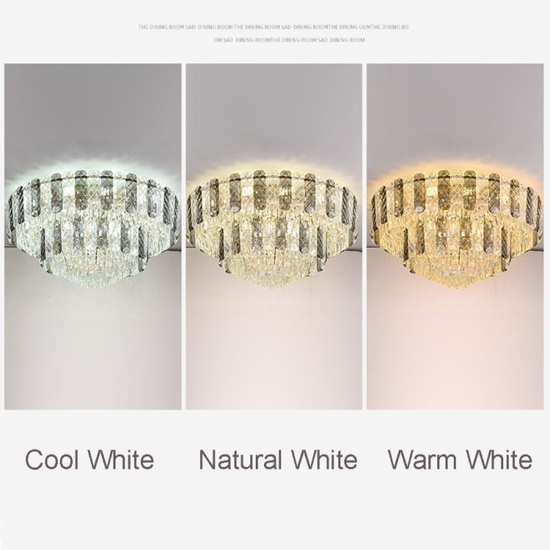 Crystal Flush Mount Double Layer Round Luxury Decrative Ceiling Light 80cm