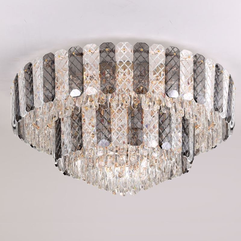 Crystal Flush Mount Double Layer Round Luxury Decrative Ceiling Light 80cm