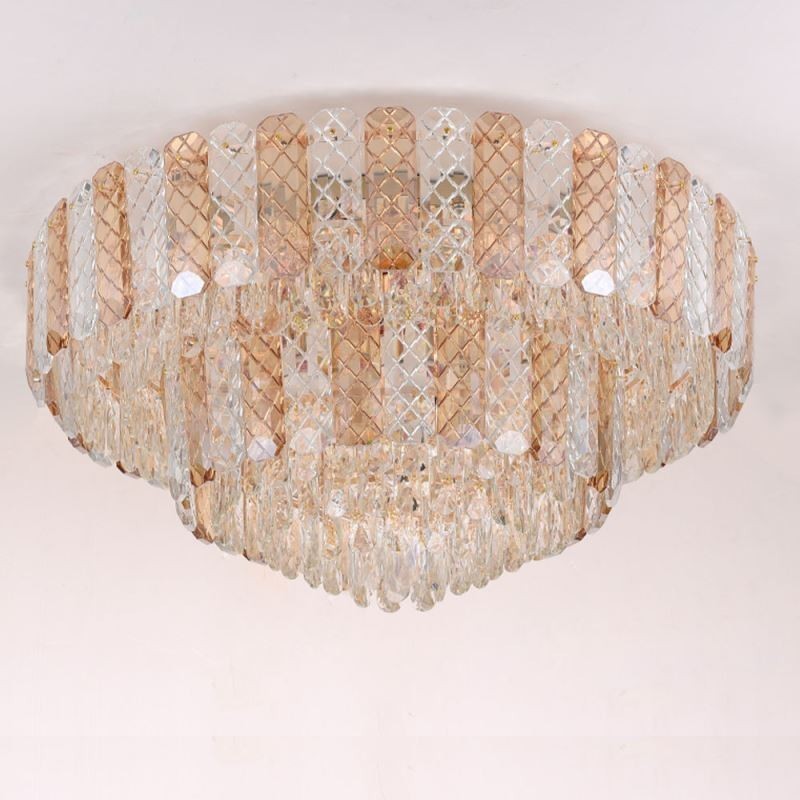 Crystal Flush Mount Double Layer Round Luxury Decrative Ceiling Light 80cm