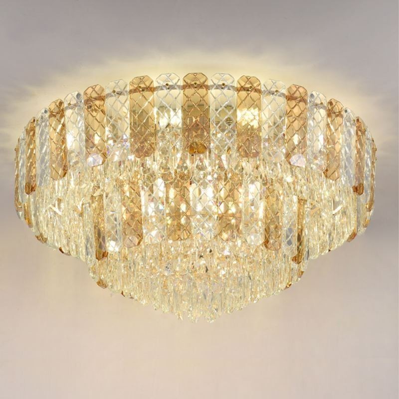 Crystal Flush Mount Double Layer Round Luxury Decrative Ceiling Light 80cm