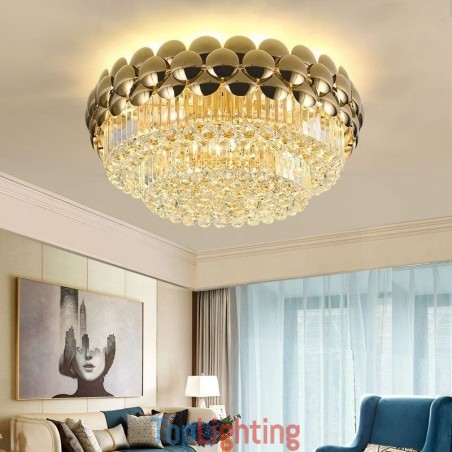 Crystal Flush Mount Round Electroplated Gold Luxury Decrative Ceiling Light 80cm Crystal Flush Mount Round Electroplated Gold Luxury Decrative Ceiling Light 80cm
