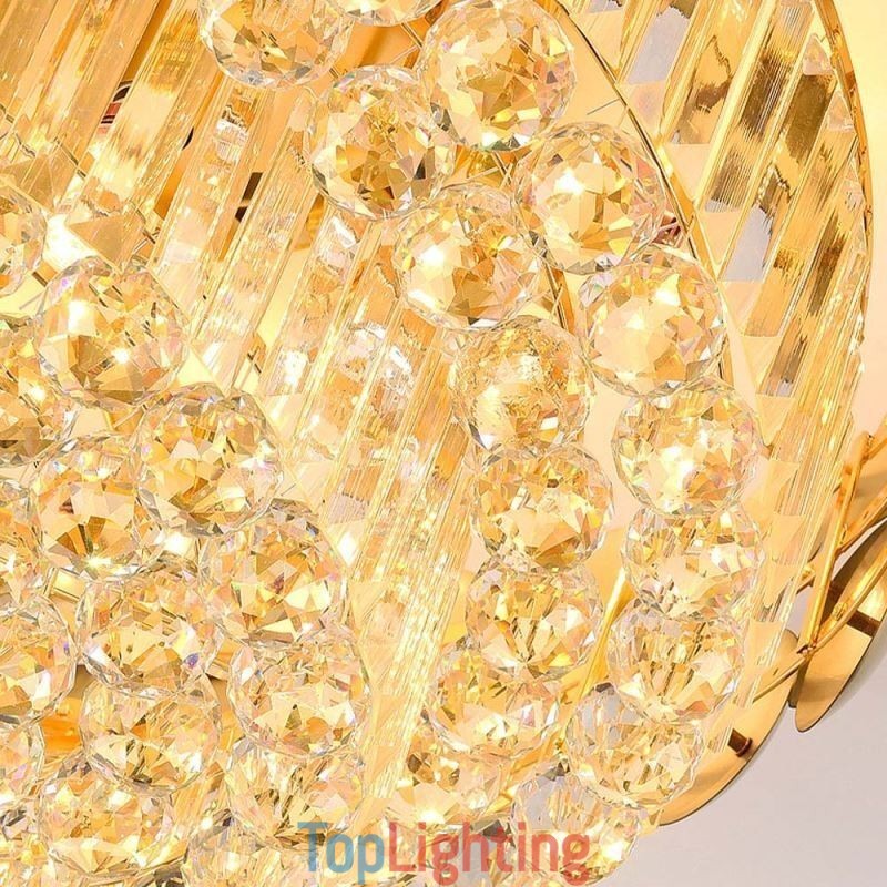 Crystal Flush Mount Round Electroplated Gold Luxury Decrative Ceiling Light 80cm