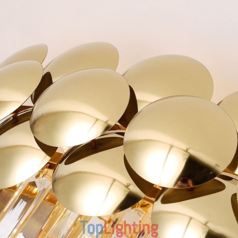 Crystal Flush Mount Round Electroplated Gold Luxury Decrative Ceiling Light 80cm
