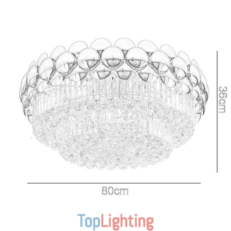 Crystal Flush Mount Round Electroplated Gold Luxury Decrative Ceiling Light 80cm