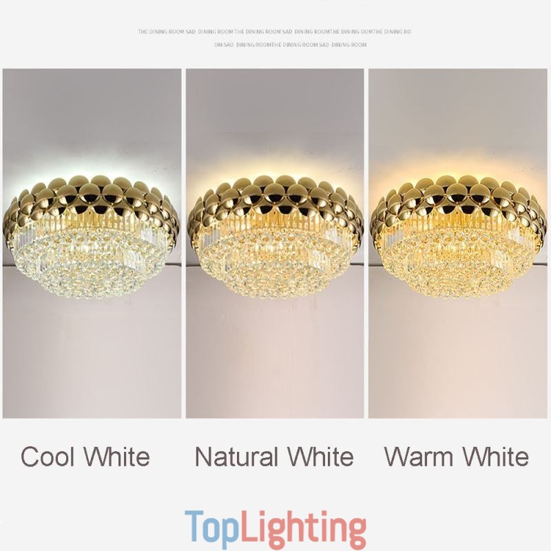 Crystal Flush Mount Round Electroplated Gold Luxury Decrative Ceiling Light 80cm
