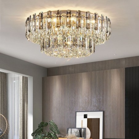 Crystal Flush Mount Smoke Gray Round Crystal Decoration Ceiling Light Crystal Flush Mount Smoke Gray Round Crystal Decoration Ceiling Light