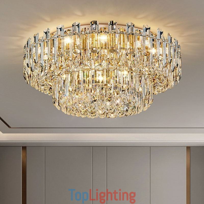 Luxury Crystal Flush Mount Round Crystal Decoration Ceiling Light