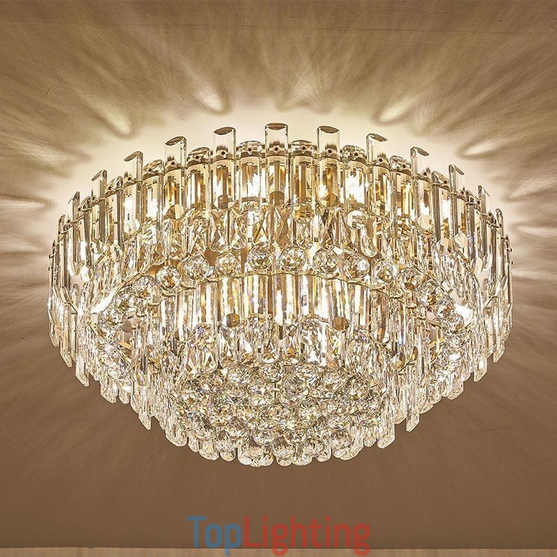 Luxury Crystal Flush Mount Round Crystal Decoration Ceiling Light