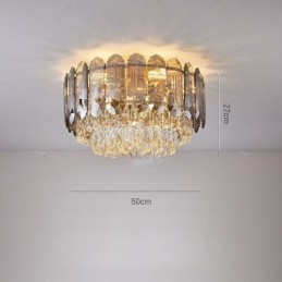 Crystal Flush Mount Smoky Gray Round Crystal Decoration Ceiling Light