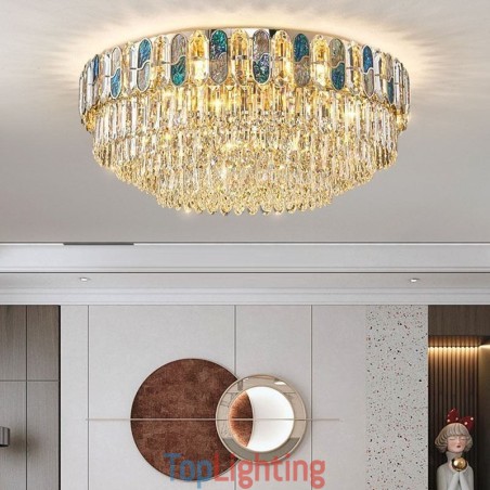 Crystal Flush Mount Round Crystal Decoration Ceiling Light Crystal Shell Lampshade Crystal Flush Mount Round Crystal Decoration Ceiling Light Crystal Shell Lampshade
