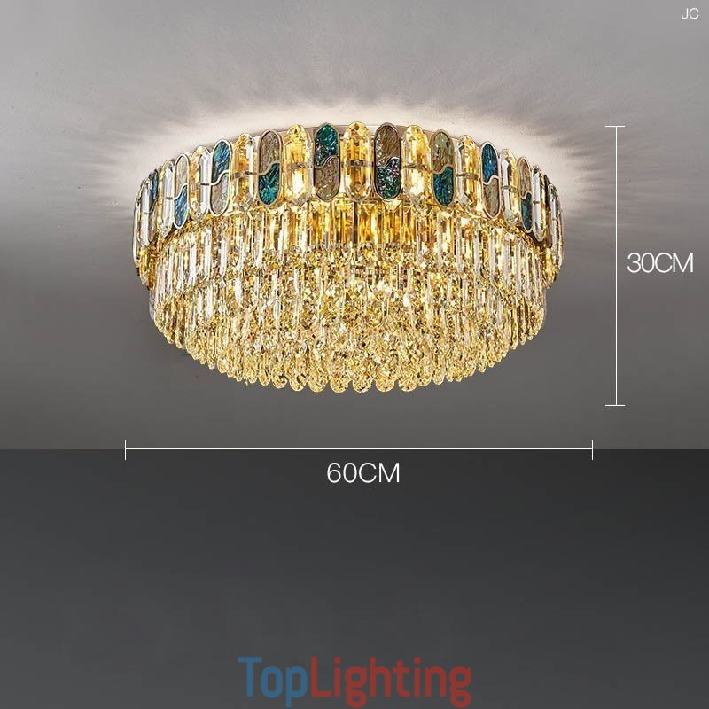 Crystal Flush Mount Round Crystal Decoration Ceiling Light Crystal Shell Lampshade