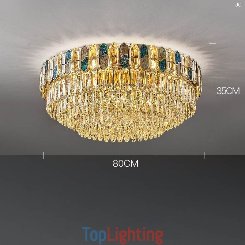 Crystal Flush Mount Round Crystal Decoration Ceiling Light Crystal Shell Lampshade