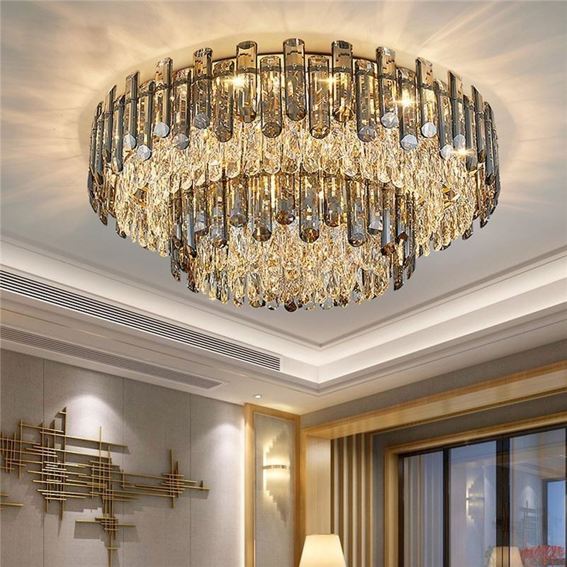 Crystal Flush Mount Simple Modern Round Ceiling Light Dining Light