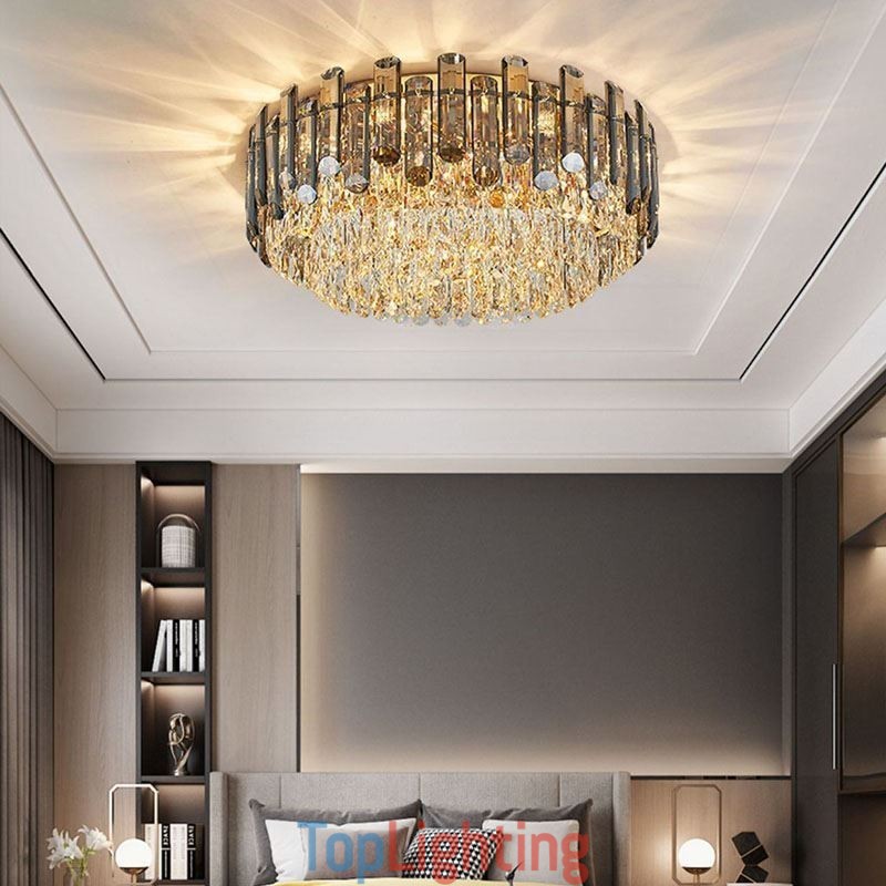 Crystal Ceiling Light Simple Modern Round Flush Mount Decorative Light