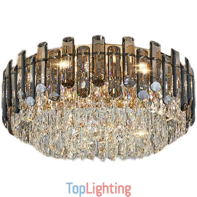 Crystal Ceiling Light Simple Modern Round Flush Mount Decorative Light