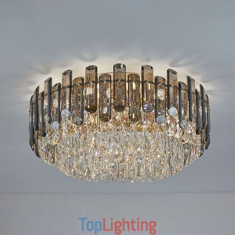 Crystal Ceiling Light Simple Modern Round Flush Mount Decorative Light