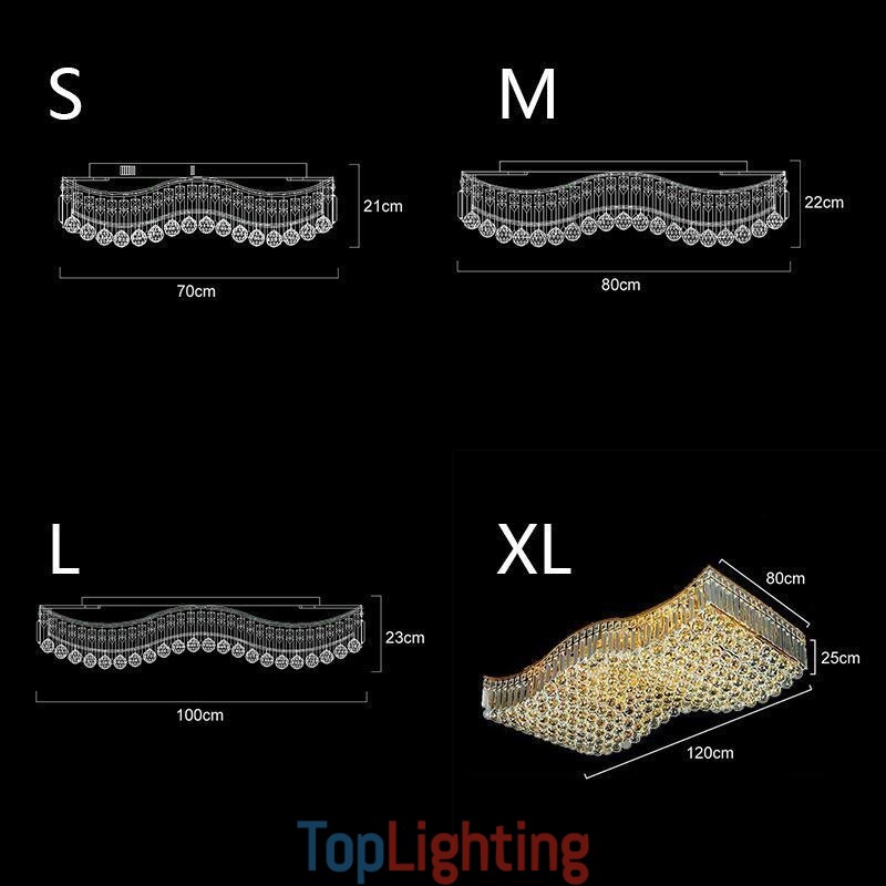 European Crystal Flush Mount Rectangle Chandelier