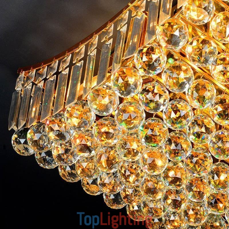 European Crystal Flush Mount Rectangle Chandelier
