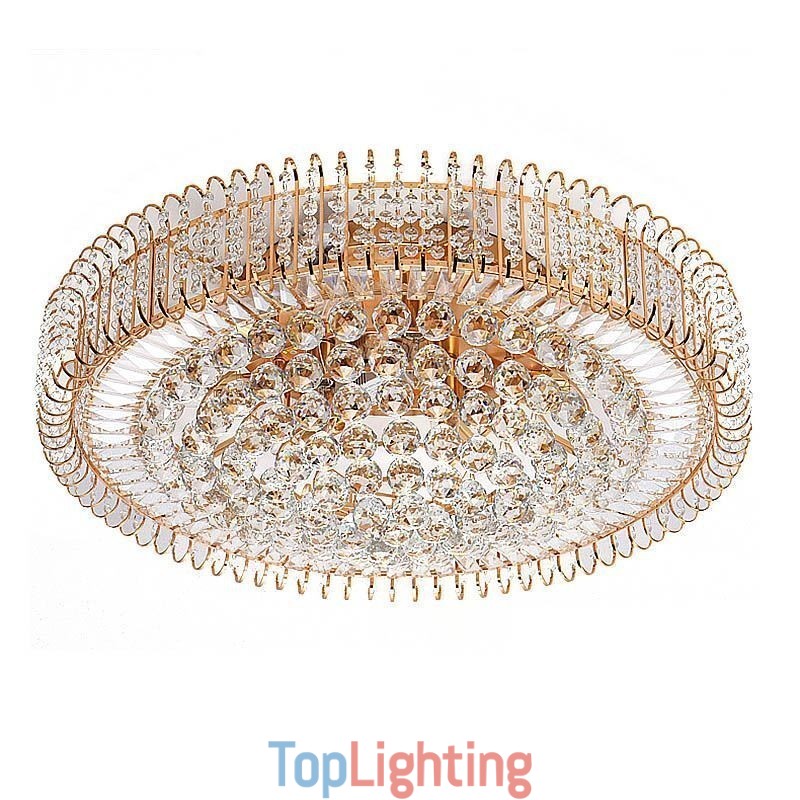 European Style Flush Mount Round Crystal Ceiling Light