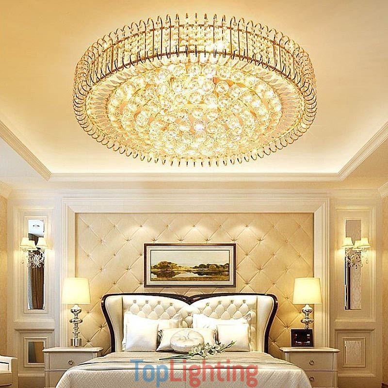 European Style Flush Mount Round Crystal Ceiling Light