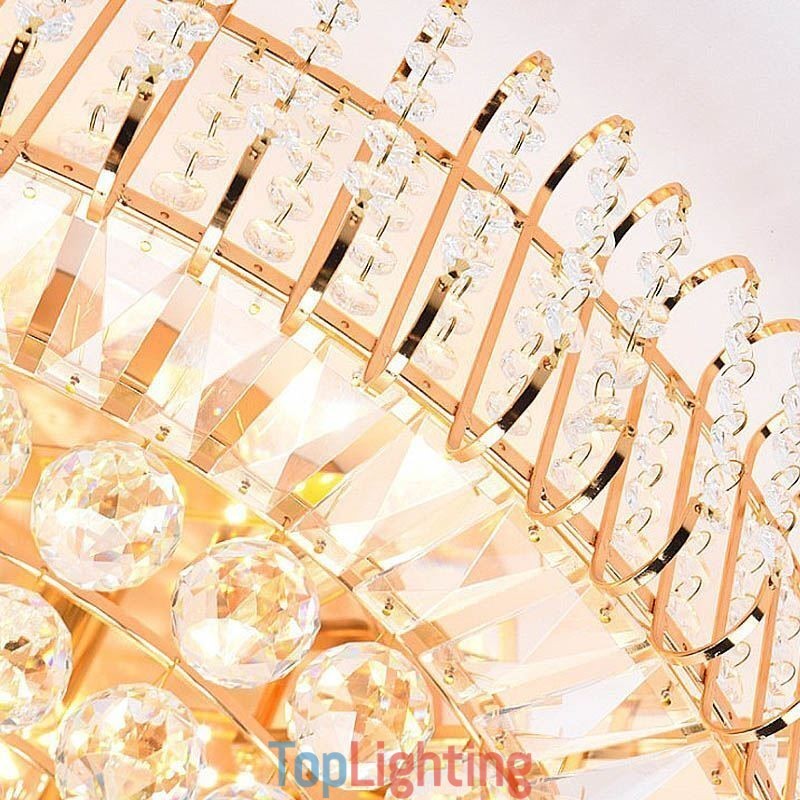 European Style Flush Mount Round Crystal Ceiling Light