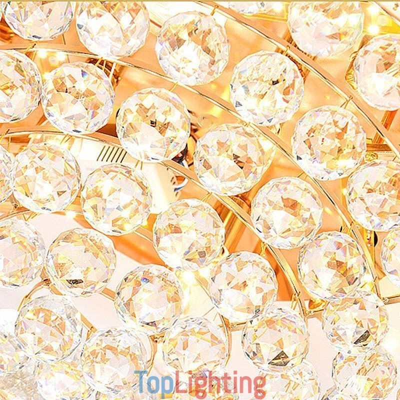 European Style Flush Mount Round Crystal Ceiling Light